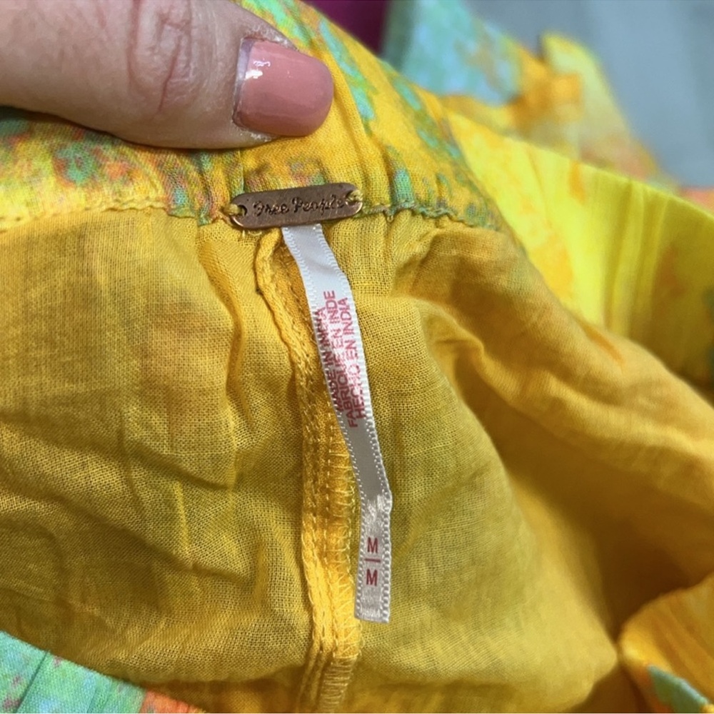 Free People Yellow Cotton Flowy Skirt- M - Picture 4 of 5